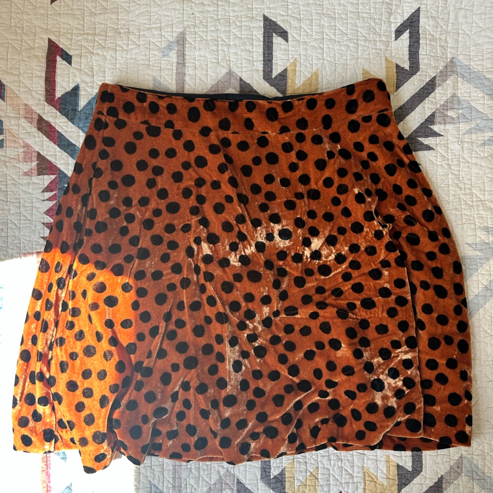 Polka Dot Velvet Skirt - Brown and Black